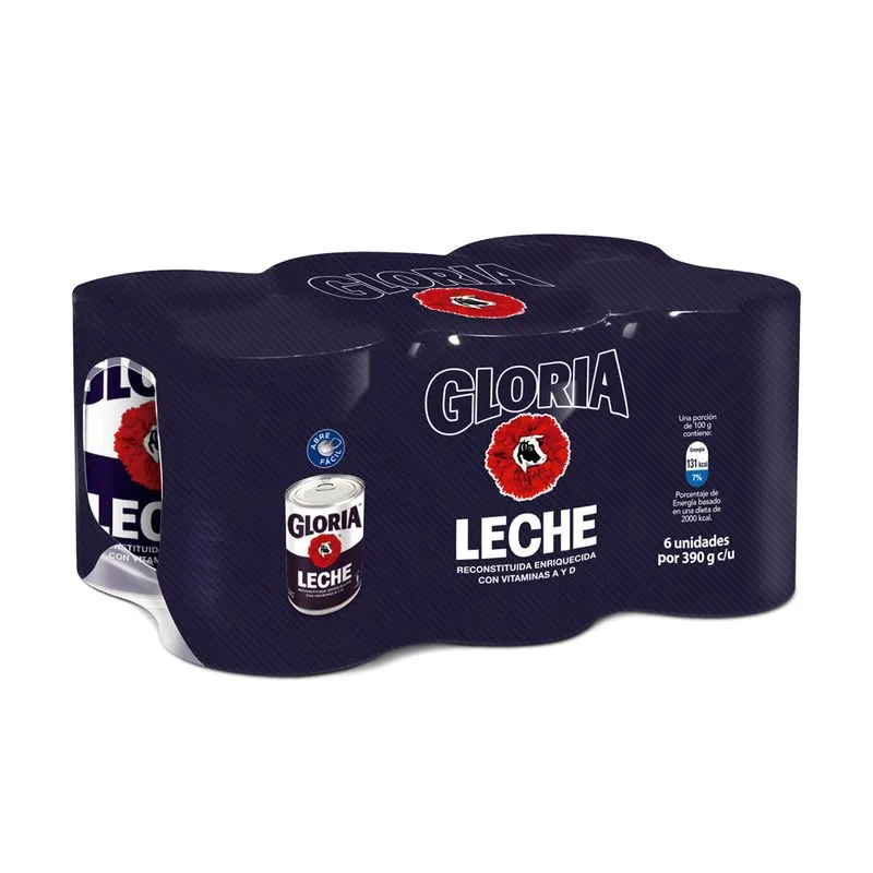 Leche Gloria Sixpack Lata 390g c/u